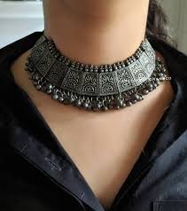 Indian Jewelery Traditional Jewellerychoker Set Etsy Choker Necklace Designs Black Metal Jewelry Indian Jewelry Sets