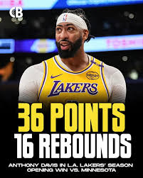 ANTHONY DAVIS! AD went OFF in the Los Angeles Lakers' season opening  110-103 WIN over Minnesota! 💪 📊 36 PTS, 10 REB, 4 AST, 3 BLK, 11/23 FGM,  38 MIN, WIN Rui