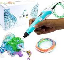 SCRIB3D P1 3D Printing Pen with Display - Includes 3D Pen, 3 Starter Colors  of PLA Filament, Stencil Book + Project Guide, and Power adapter