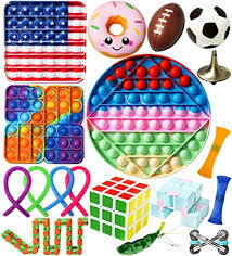 These toys are a great way to release nervous energy, especially in settings like classrooms and offices, where sitting in one position for an extended period is often required. Amazon Com Fidget Toys Pack Push Pop Bubble Sensory Fidgets Toy Set Box Stress Anxiety Relief Balls For Kids Adults Birthday Party Favor Goodie Bags Fillers Miniature Novelty Toy Toys Games