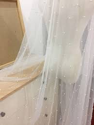 Pearl Beaded Bridal Illusion Tulle Soft And Flowy Wedding Gown Fabric By Yard For Wedding Couture Fabric Flower Girl Dress In 2020 White Flowy Dress Tulle Pearls