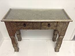 Moroccan Console Table Silver Carved Amp Etched Metal Arabesque Furniture Round Living Room Moroccan Table Moroccan Living Room