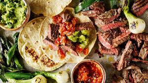 Rick Stein S Mexican Road Trip Recipes Chargrilled Beef Tacos With Spring Onions And Guacamole Tacos Beef Great British Food Mexican Food Recipes