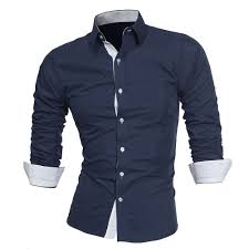 Business Men Color Block Buttons Turn Down Collar Long Sleeve Shirt Slim Fit Top