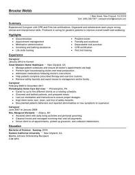 professional caregiver resume examples