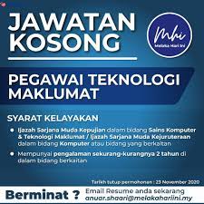 Temuduga terbuka kemasukan segera 2020. Iklan Jawatan Kosong Melaka Hari Ini Mhi Kerja Kosong Kerajaan Swasta