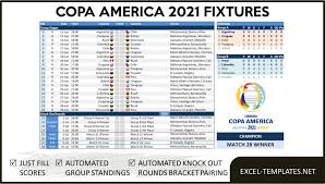 The 2021 copa américa will feature two groups of five teams after opting against inviting two guest nations to conmebol confirms copa américa 2021 will take place with only 10 teams. Copa America 2021 Schedule Excel Templates