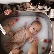 Fill the wash basin or baby bathtub with about 3 inches of warm water. How To Make A Milk Bath For Baby Bubba Organics
