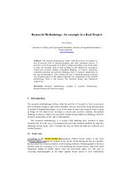 Its aims, participants, basic methodology, results, and a brief interpretation. Pdf Research Methodology An Example In A Real Project Diya Vadhwani Academia Edu