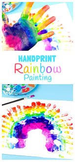 Handprint Rainbow Painting Toddler Art Kids Painting Crafts Weather Crafts