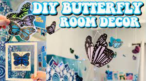 How to make butterfly hanging decorations. Diy Butterfly Room Decor Hanging Butterflies Butterfly Frame Butterfly Stickers Paola Espinoza Youtube