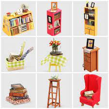 Diy Miniature Library Bookstore Kit Sam S Study Dg102 Etsy In 2021 Study Room Diy Wooden Diy Diy Dollhouse
