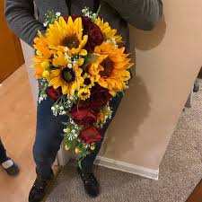 Use coupon wedding · perfect wedding flowers · free consultation Artificial Red Fall In Love Rose Bridal Bouquet Set Fall Etsy Sunflower Bridal Bouquet Bridal Sunflowers Sunflower Wedding
