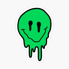Green Drippy Smiley Face Sticker By Zarapatel Face Stickers Smiley Aesthetic Stickers