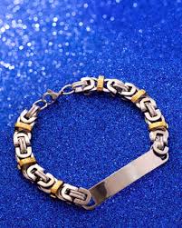 Heavy id sterling silver mens biker bracelet. Steel Links Men S Link Design Bracelet Voylla Fashions