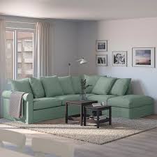 Gronlid Corner Sofa Bed 4 Seat With Open End Tallmyra Light Green Ikea Ireland Corner Sofa Corner Sofa Bed Sofa