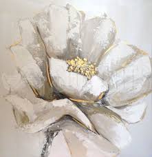 The items are located in united kingdom. Big White Flower Flower Art Painting Flower Canvas Wall Art Yellow Flowers Painting