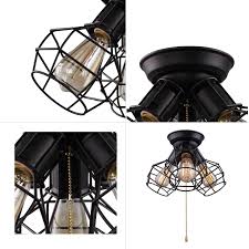 Modern crystal ceiling lamp flush mount ceiling lights fixture for living room. Wire Close To Ceiling Lights Cage 3 Light Pull String Flush Mount