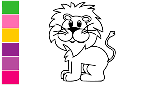 A lion, gorilla, and hippo—oh my! Easy Lion Coloring Pages For Kids Drawing With Crayons
