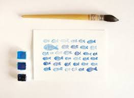 Items Similar To Banc De Poissons Bleus A L Aquarelle On Etsy Blue Watercolor Watercolor Etsy