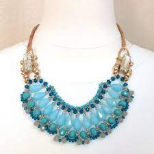 Blue Bubble Necklace Crystal Chunky Statement Necklace Blue Beads Necklace Ebay In 2021 Beaded Necklace Chunky Statement Necklace Diamond Cross Pendants