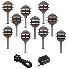 John Timberland Pagoda 12 Piece Complete Outdoor Led Landscape Lighting Set Walmart Com Walmart Com
