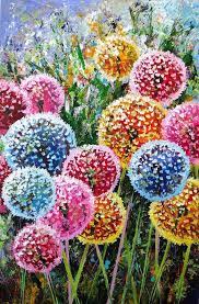 Dandelion Painting Original Floral Acrylic Painting On Canvas Dandelion Painting Flower Art Floral Painting