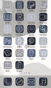 Aesthetic Ios14 Iphone App Icons 50 Navy Blue Grey App Icons Ios14 App Icons Bundle Widget App Icon Pack Png App Icon Iphone Apps Iphone
