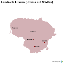 Wir litauer sind stolz auf unsere alten nationalen traditionen. Stepmap Landkarte Litauen Umriss Mit Stadten Landkarte Fur Litauen