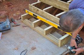 Use a hoe to mix concrete in a wheelbarrow, according to the package instructions; Anchoring Deck Stairs To Concrete Decks Com