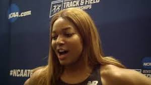 Harvard's Gabby Thomas after breaking NCAA 200 record