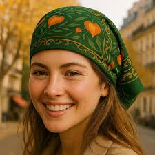 Olive Green and Orange Print