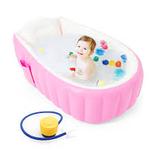 This baby bathtub is designed to keep little ones in an upright position during bath time so they're safe and secure. Buy Intime Inflatable Baby Bathtub Portable Air Bathing Dish Thick Shower Basin For Toddler Pink Online At Low Prices In India Amazon In