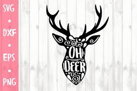 Cartoon reindeer looking to the right. Oh Deer Svg Cut File 390758 Illustrations Design Bundles