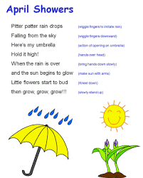 April Showers Song April Showers Song Kindergarten Poems Spring Poem