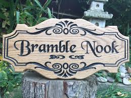Oak House Sign Personalised Carved Custom Engraved Outdoor Wooden Name Plaque Home Wooden Signs Wooden Name Plaques Custom Wooden Signs