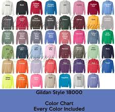Gildan 18000 Color Chart Every Color Digital File Gildan Heavy Blend Sweatshirt Color Guide Psd Jpeg Jpg Photoshop Edit Tshirt Color Guide