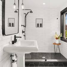Designing with black and white is a timeless approach. 75 Beautiful White Tile Bathroom Pictures Ideas May 2021 Houzz