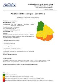 Inumet On Twitter Advertencia Meteorologica Boletin N 6 Emitido El 24 01 2017 Actualizacion 23 Hs Https T Co Yo246ax4fe