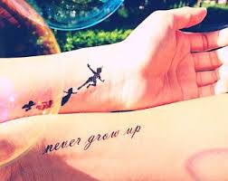 Peter Pan Never Grow Up Quote Tattoo Inknart Temporary Tattoo Tattoo Body Sticker Disney Inspired Tattoos Matching Best Friend Tattoos Cute Disney Tattoos
