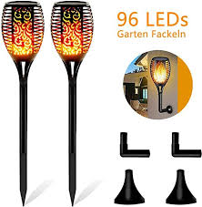 Garten Fackeln 2 Stuck Solarleuchten Mit Flammeneffekt Fur Aussen Solarfackeln Flackernd Mit Usb Au Solarleuchten Solar Fackel