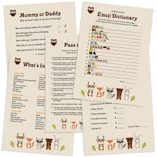 It works exactly like pictionary, just using all the cute (and weird) little icons you can find in your phone. Woodland Animals Baby Shower Games Card Pack For Boy Girl Fun Gender Reveal Party 5 Games 101pcs Set Buy Online In Bolivia At Desertcart Bo Productid 67601427