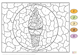 Color by number worksheets will help teach your child in preschool about basic number recognition, while promoting their fine motor skills. Color Book Sweet And Tasty Ice Cream By Numbere Printable Coloring Pages Page Online Axialentertainment