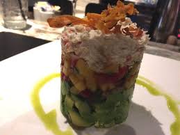 shrimp crab avocado mango stack plenty of food