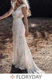 Solid Short Sleeve Maxi Sheath Dress Wedding Dresses Lace Rustic Wedding Unconventional Wedding Dress