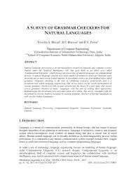 Pdf A Survey Of Grammar Checkers For Natural Languages