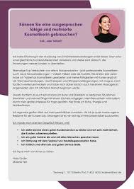 Sie suchen eine kosmetikerin welche ihre kunden. Kosmetiker M W Unaufgefordert Cv Bewerbung