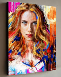 Jacob Hitt Scarlett Johansson Abstract Canvas 40x30 W/coa