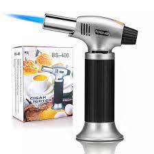 Culinary Butane Torch Professional Cooking Torch Lighter Butane Refillable Adjustable Flame Safety Lock For Baking Bbq Creme Brulee Heat Shrinking Tubing Culinary Torch Creme Brulee Torch Cooking Blow Torch