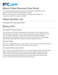 To restore your backup, copy your backed up wallet.dat over an existing one in the bitcoin data section. Btc Com Bitcoin Wallet Recovery Backup Sheet Mywallet 5611ddc40ae9a05f